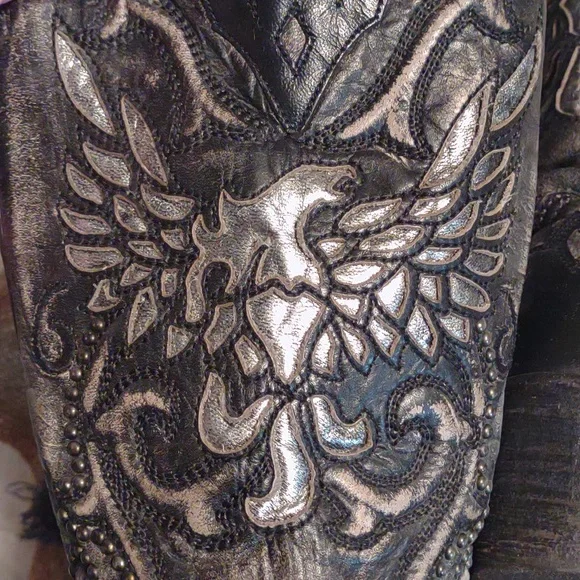 Embroidered Corral Firebird Western Boots - Black and Gray - Picture 4 of 8